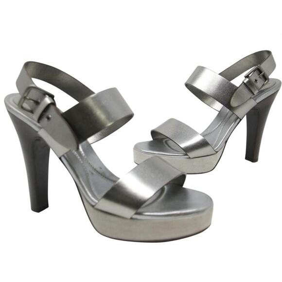 Saint Laurent Platform 37 Silver Mules SL-1021P-0025